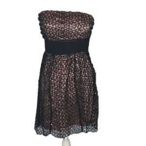 Modcloth, Black/pink strapless laced dress